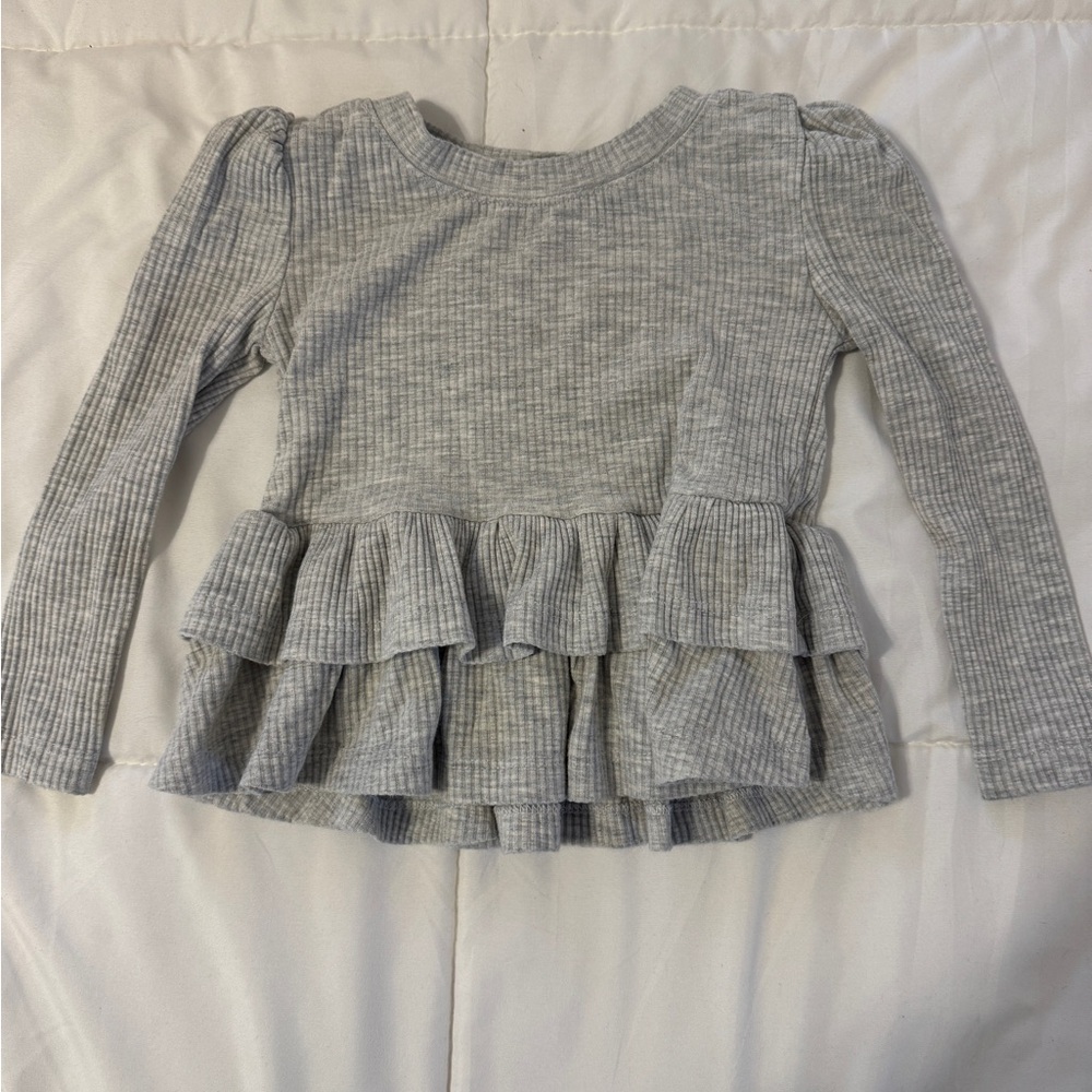 Little Sleepies Gray Ruffled Long Sleeve Top